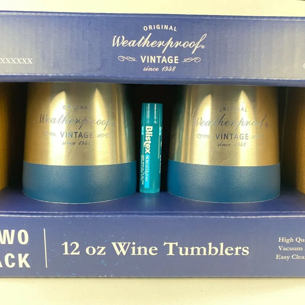 *NEW* 12oz Steel Metal WINE TUMBLERS! Set of 2 Blue Pair Camping Hiking Picnic - Picture 11 of 11